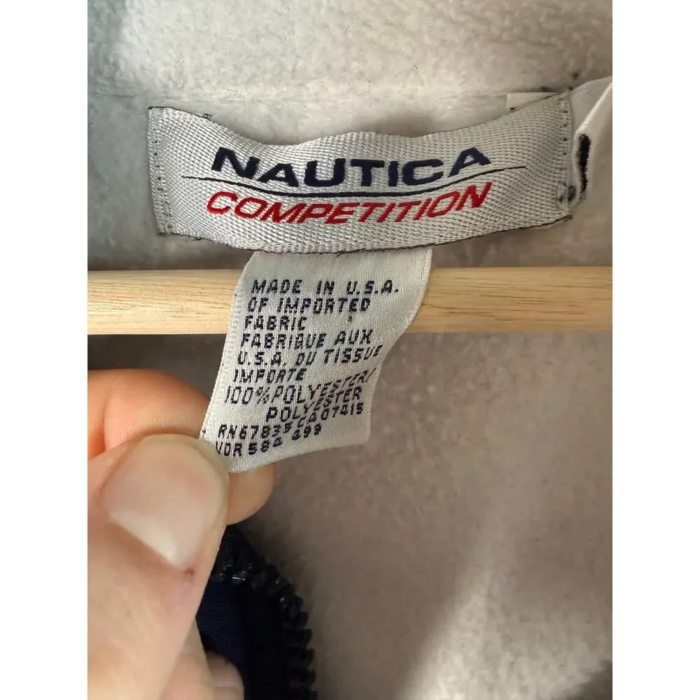 Vintage Nautica Competition NauTech Vest Large Packable Hood Fleece Made In USA